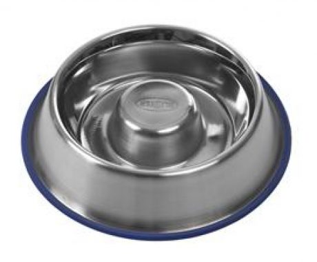 Kruuse Buster Stainless Steel slow feeder blue base