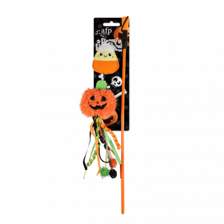 Naughty Or Trick Cat Pumpkin & Candy Wand
