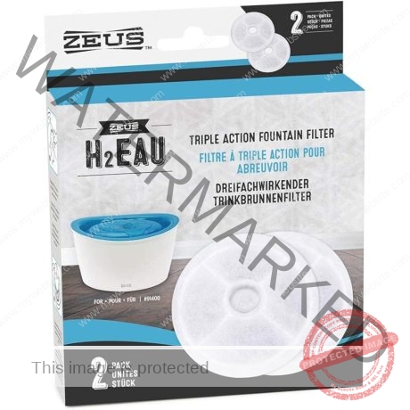 Hagen Zeus H2EAU Replacement Triple Action Fountain Filter - 2 pack