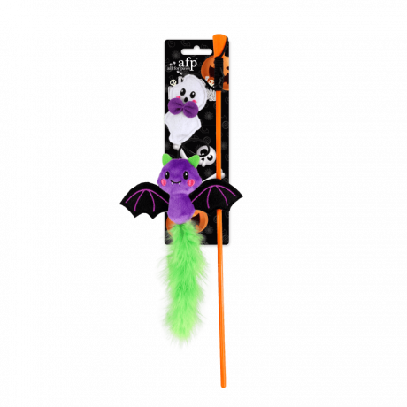 Naughty Or Trick Cat Ghost & Bat Wand