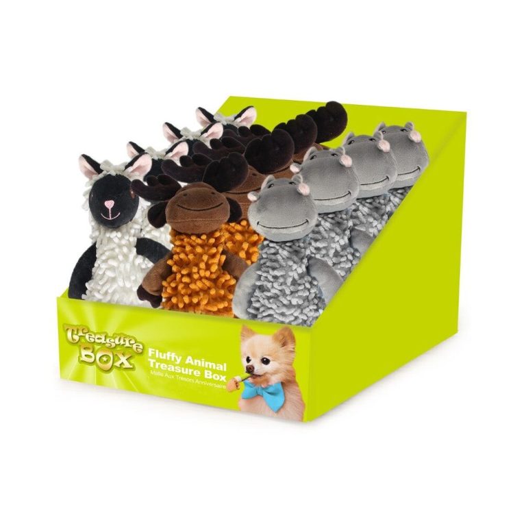 All For Paws Fluffy Animal Treasure Box Assorted Dog Toys