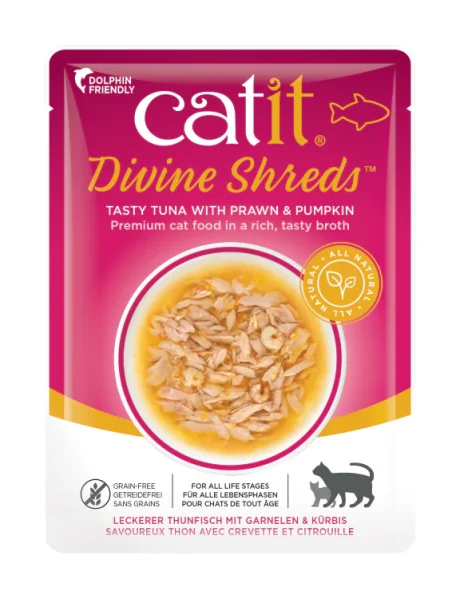 Catit Divine Shreds, Tuna with Prawns & Pumpkin 75g, 18pcs/box