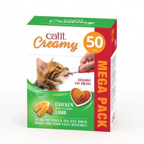 Catit Creamy Treats Mega Pack Chicken with Lamb, 50 tubes/box