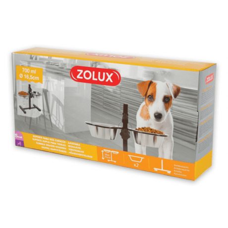 Zolux Adjustable Stand with Stainless Steel Dog Bowls