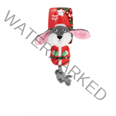 All For Paws Latex Christmas Rope Buddy - Bunny Santa