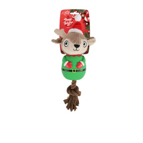 All For Paws Latex Christmas Rope Buddy - Reindeer Little Helper