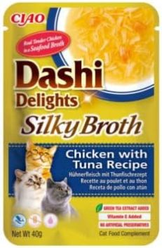 Inaba Dashi Delights Silky Broth Chicken With Tuna Recipe Cat Treats 40g