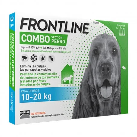 Frontline Flea & Tick Spot On Combo For Dogs & Home Protection Medium - 3 Pipettes
