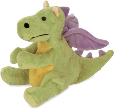 Godog® Dragons™ Skinny With Chew Guard Technology™ Durable Plush Squeaker Dog Toy, Green, Large