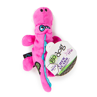 Godog® Gators With Chew Guard Technology™ Durable Plush Squeaker Dog Toy, Pink, Mini (Just For Me™)