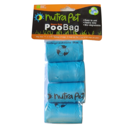 Nutrapet Blue Poo Bags 4 Rolls With Header Card