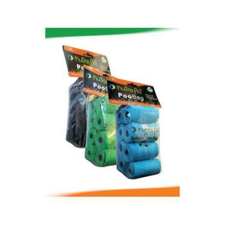 Nutrapet Blue Poo Bags 8 Rolls With Header Card