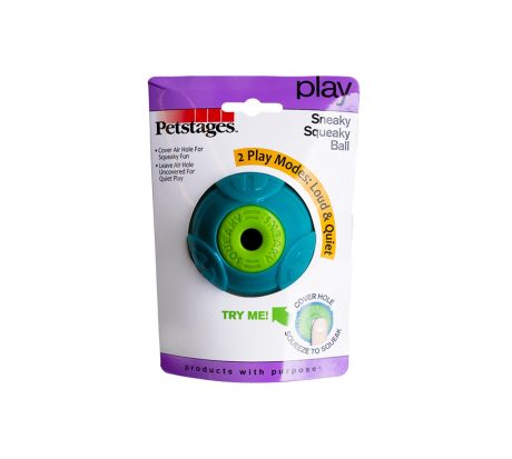 Pet Stages Sneaky Squeaky Ball Blu Md