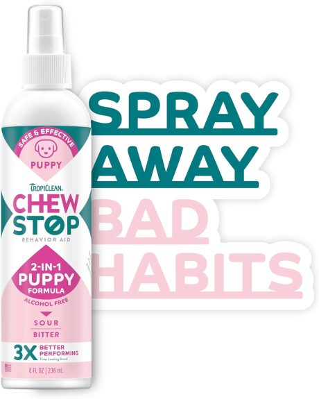 TropiClean Chew Stop Behavior Aid Puppy Spray, 8oz
