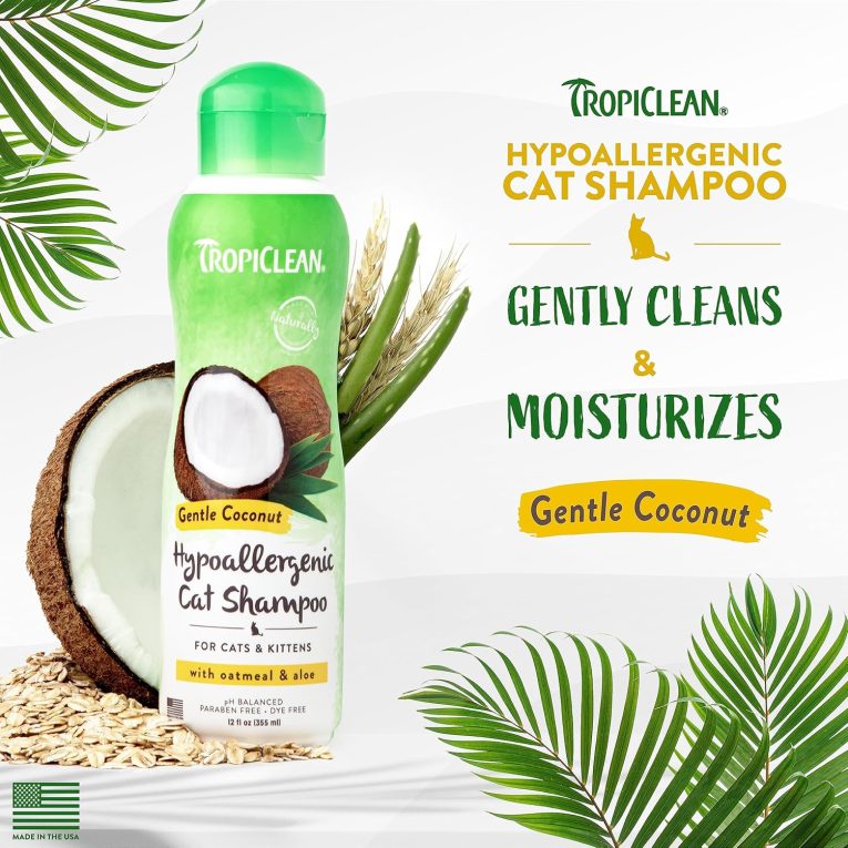 TropiClean Gentle Coconut Hypoallergenic Cat and Kitten Shampoo, 12oz (1)