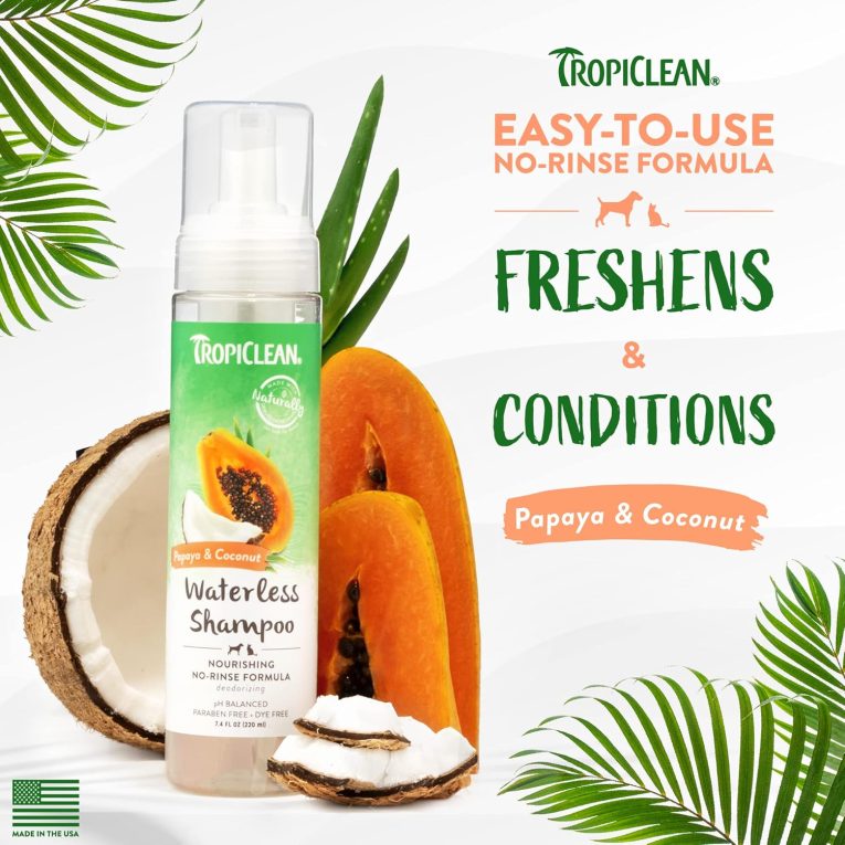 TropiClean Papaya Waterless Shampoo for Pets, 7.4oz (1)