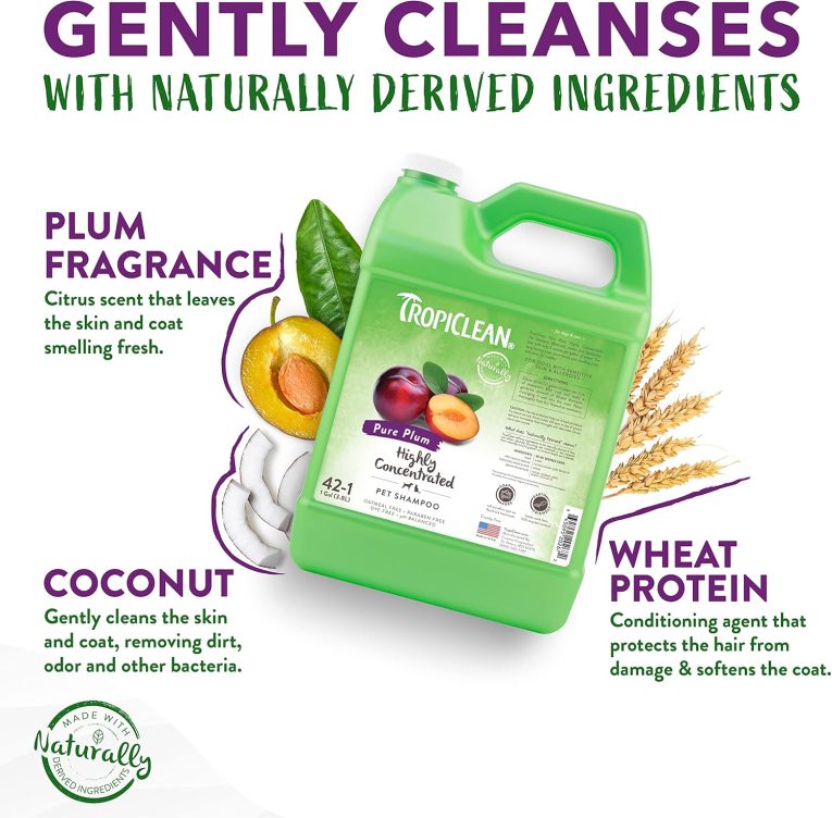 TropiClean Pure Plum High Concentrate Shampoo for Pets, 1 gallon