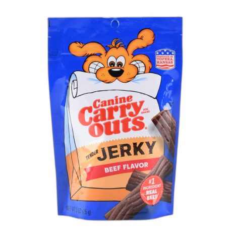 Canine Carry Outs Snacks Tender Jerky Beef Flavour Dog Treats 128g - 4.5 oz.