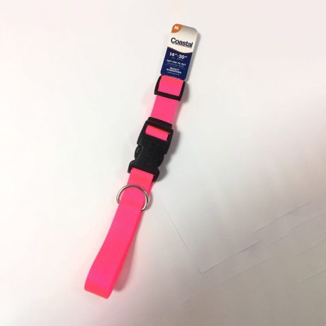 Coastal 1" Adj Dog Collar Medium Neon Pink