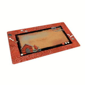 Dry Mate Pet Place Mate Dogs Red Swirl Border / Red Dog House 12 X 20 Inches