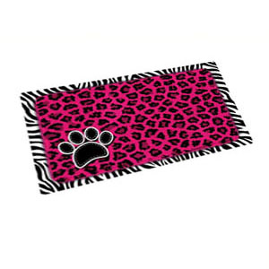 Dry Mate Pet Place Mate Dogs/Cats Pink Leopard / Zebra Border 12 X 20 Inches