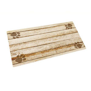 Dry Mate Pet Place Mate Dogs/Cats Tan Distressed Wood/Paws 12 X 20 Inches