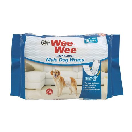 Four Paws Wee-Wee Disposable Male Dog Wraps, 12 Pack Medium/Large