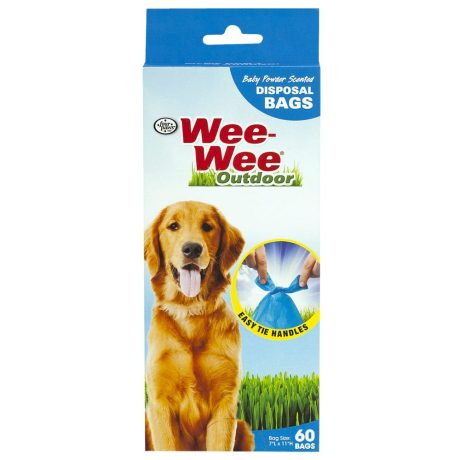 Four Paws Wee-Wee Outdoor Disposable Bags with Easy Tie Handles, Scented, 60 Count 7 x 11