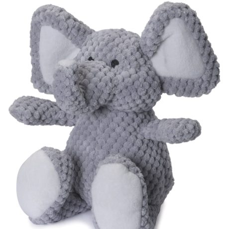 Godog® Checkers™ Elephant With Chew Guard Technology™, Durable Plush Squeaker Dog Toy, Gray, Large