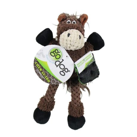 Godog Checkers Skinny Horse With Chew Guard Technology Durable Plush Dog Toy, Large