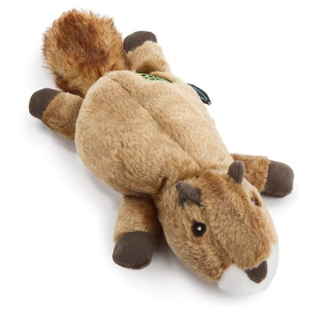 Godog® Flatz™ Squirrel With Chew Guard Technology™ Durable Plush Squeaker Dog Toy
