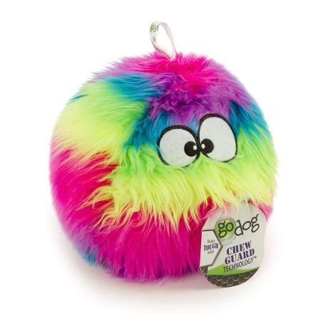 Godog® Furballz™ With Chew Guard Technology™ Durable Plush Squeaker Dog Toy, Rainbow, Large