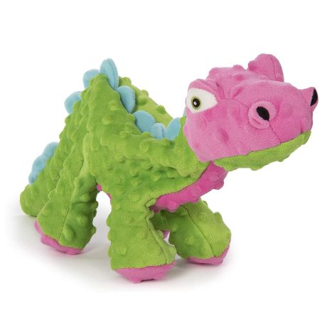 Godog® Dinos Spike With Chew Guard Technology Durable Plush Squeaker Dog Toy, Green, Small