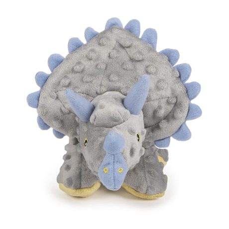 Godog® Dinos™ Frills™ With Chew Guard Technology™ Durable Plush Squeaker Dog Toy, Gray, Large