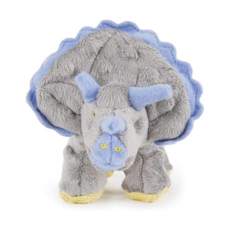 Godog® Dinos™ Frills™ With Chew Guard Technology™ Durable Plush Squeaker Dog Toy, Gray, Small