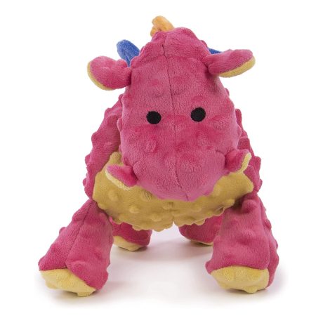 Godog® Dragons™ With Chew Guard Technology™ Durable Plush Squeaker Dog Toy, Pink. Small