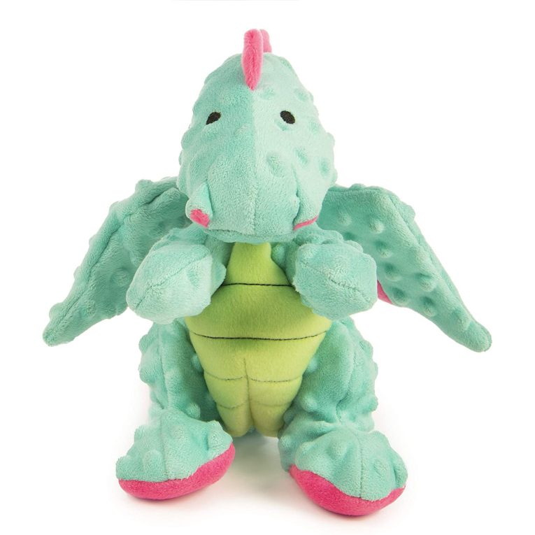 godog®-dragonstm-with-chew-guard-technologytm-durable-plush-squeaker-dog-toy-seafoam-large