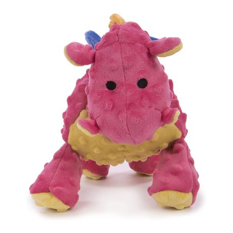 Godog® Dragons™ With Chew Guard Technology™ Durable Plush Squeaker Dog Toy,pink, Large