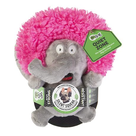 Godog® Silent Squeak™ Crazy Hairs Elephant With Chew Guard Technology™ Durable Plush Dog Toy, Small