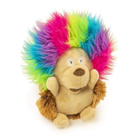 Godog® Silent Squeak™ Crazy Hairs Hedgehog With Chew Guard Technology™ Durable Plush Dog Toy, Small