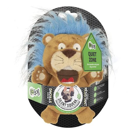 Godog® Silent Squeak™ Crazy Hairs Lion With Chew Guard Technology™ Durable Plush Dog Toy, Large