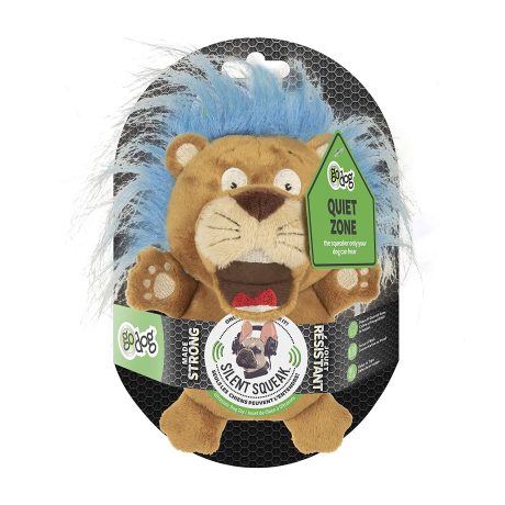 Godog® Silent Squeak™ Crazy Hairs Lion With Chew Guard Technology™ Durable Plush Dog Toy, Small