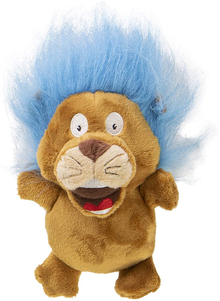 godog®-silent-squeaktm-crazy-hairs-lion-with-chew-guard-technologytm-durable-plush-dog-toy-small