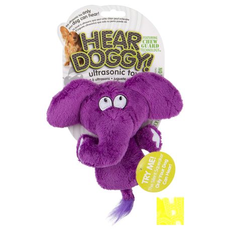 Hear Doggy Mini Flattie Elephant With Chew Guard Technology and Silent Squeak Tech Plush Dog Toy