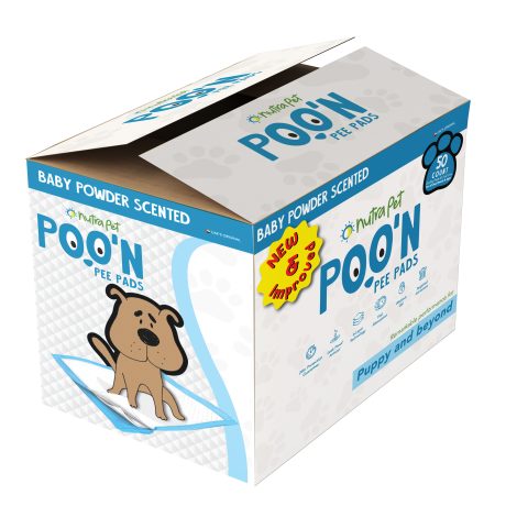 Nutrapet Poo N Pee Pads Baby Powder Scented - Fast Absorption With Floor Mat Stickers (60X60Cms) - 50 Count Puppy Pads