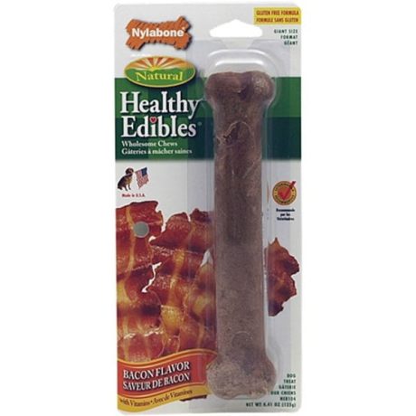 Nylabone Healthy Edibles Longer Lasting Bacon 1Ct Card Wolf Edible Treats