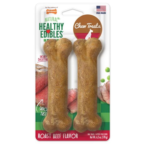 Nylabone Healthy Edibles Longer Lasting Roast Beef 2Ct Card Wolf Edible Treats