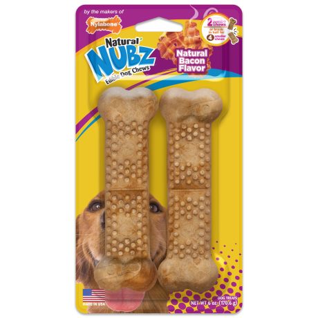 Nylabone Nubz Bacon 2Ct Card (In Shelf Tray) Jumbo Edible Treats