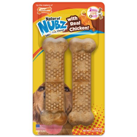 Nylabone Nubz Chicken 2Ct Card (In Shelf Tray) Jumbo Edible Treats