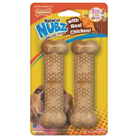 Nylabone Nubz Chicken 2Ct Card (In Shelf Tray) Large Edible Treats
